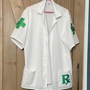 White and Green Men's costume weed Doctor Shirt